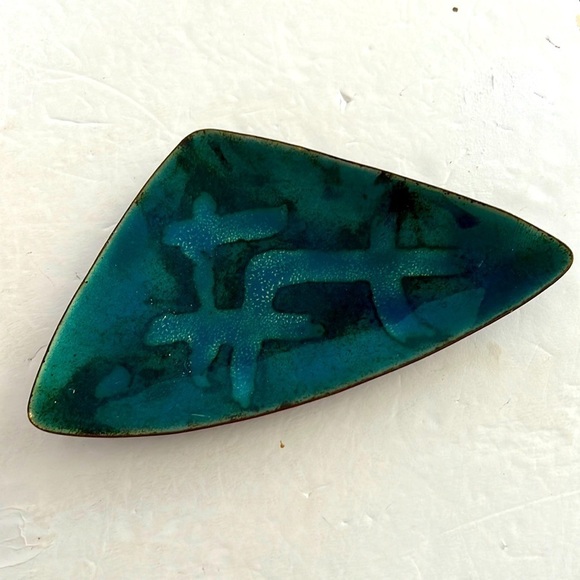 Vintage MCM Enamel Cooper Dish Signed - Picture 1 of 7